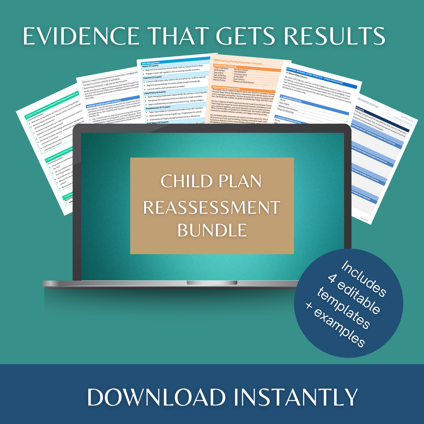 Child NDIS Plan Reassessment Bundle I Editable Templates + Examples