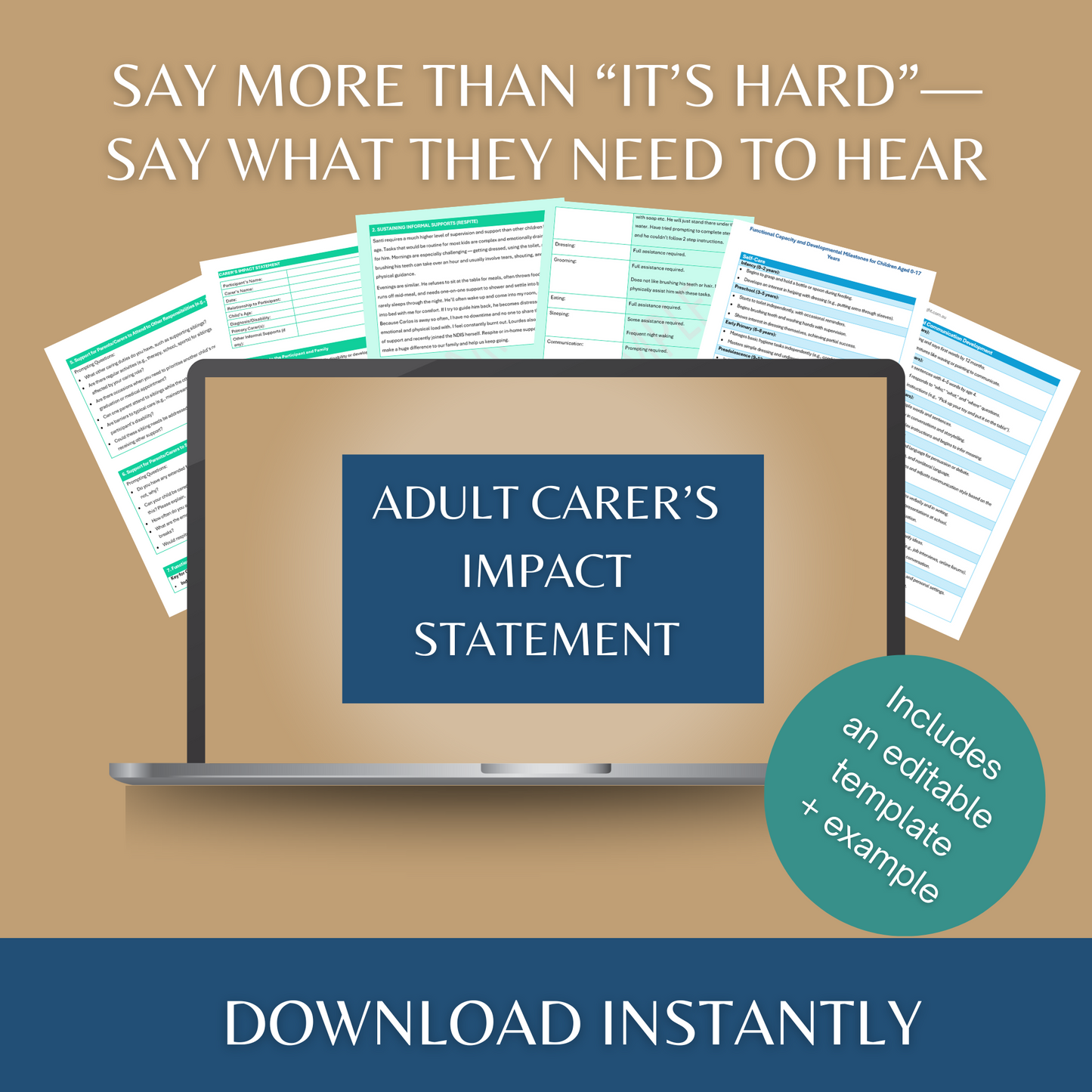 Adult Participant - Carer’s Impact Statement Template Pack