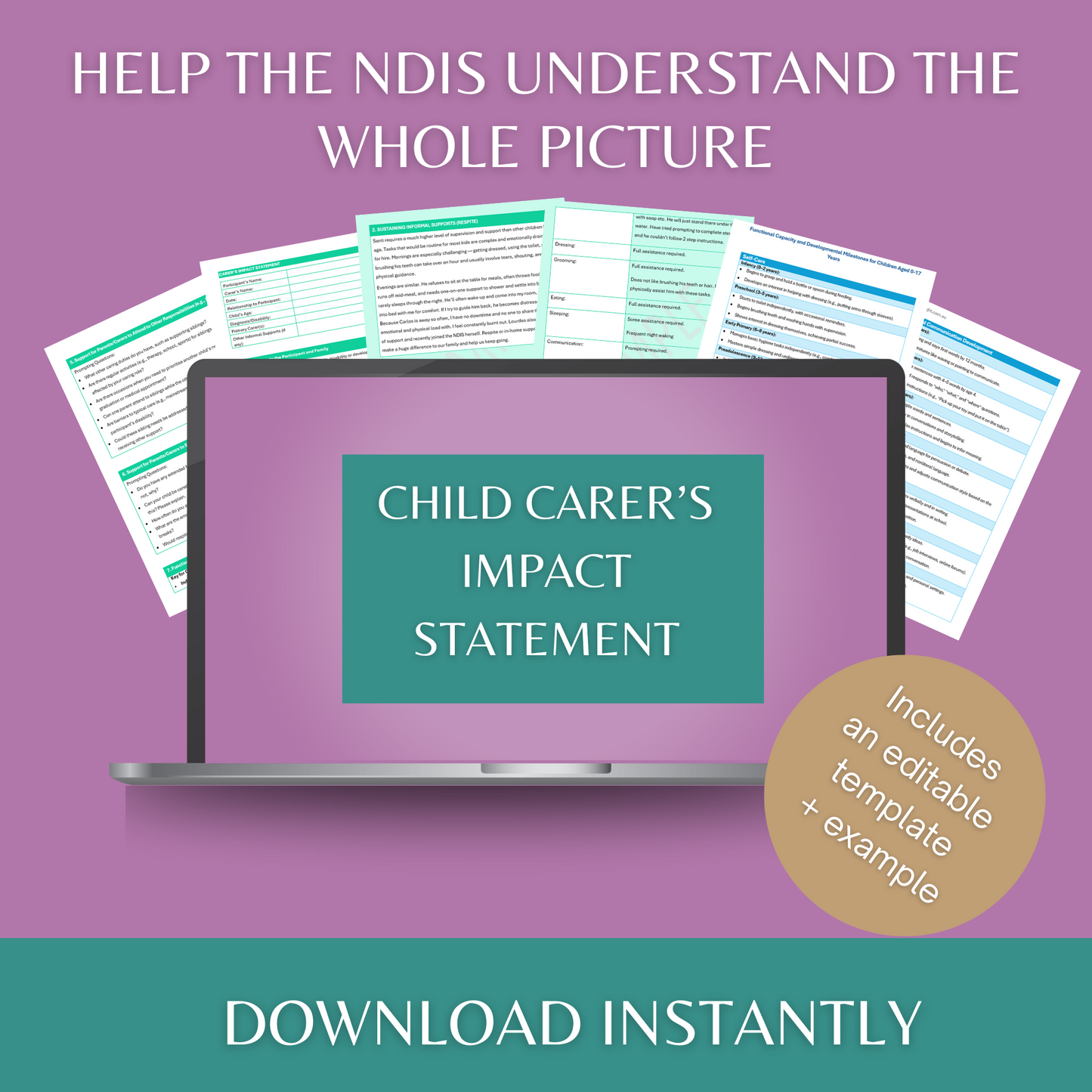 Child Participant - Carer’s Impact Statement Template Pack